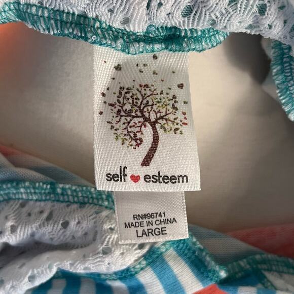 SELF ESTEEM | Multi colored Big Striped Color Block Long Sleeve Lace Hem Hoodie - Picture 7 of 9